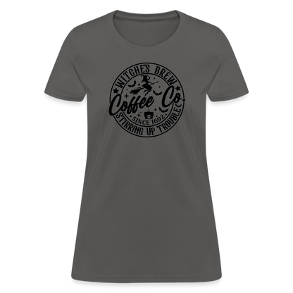 Witches Brew Coffee Co Women's Contoured T-Shirt (Halloween) - charcoal