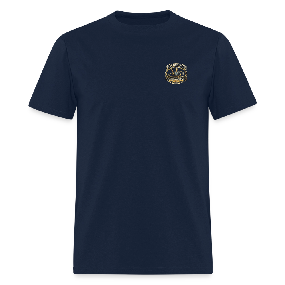 Mike Oxthrobin Pump Service Double-Sided Funny Humor Tee Color: navy