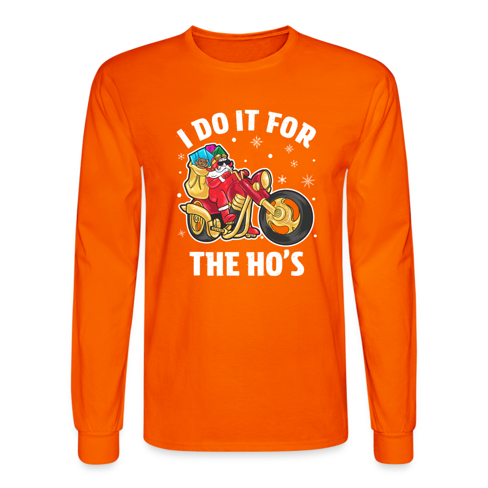 Christmas Biker Santa Riding Motorcycle Men's Long Sleeve T-Shirt - orange