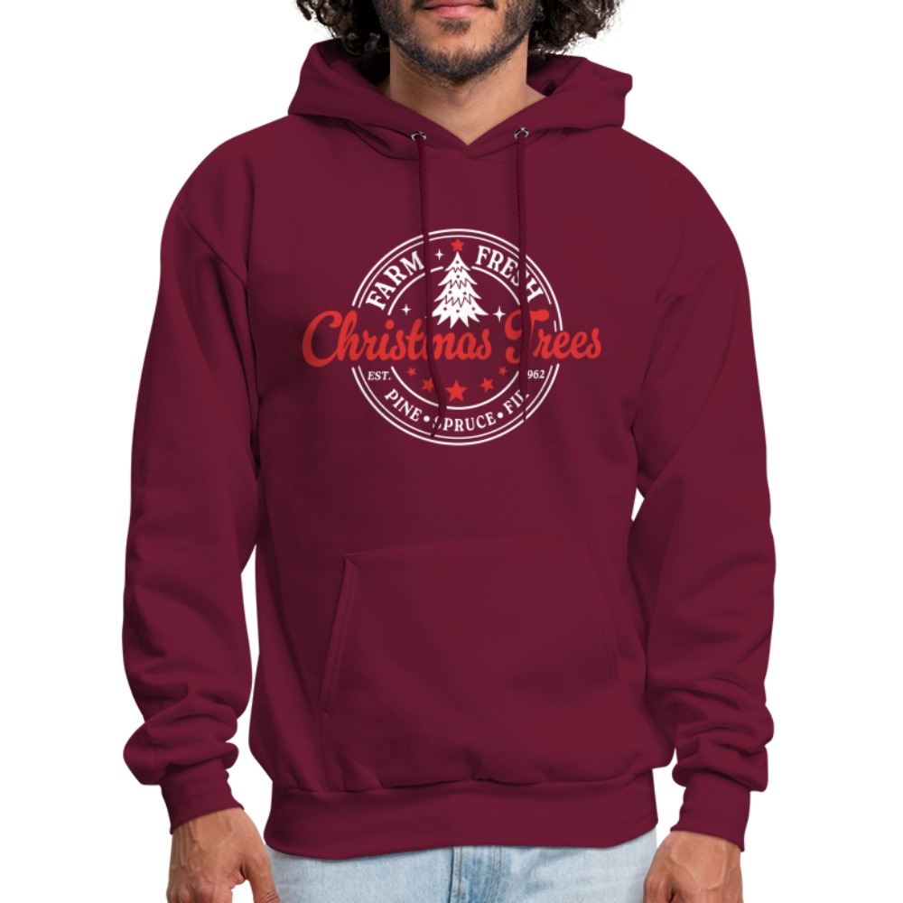 Farm Fresh Christmas Trees Hoodie - burgundy