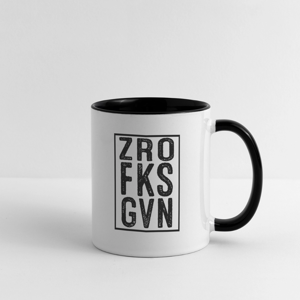 ZRO FKS GVN (Zero Fucks Given) Coffee Mug - white/black