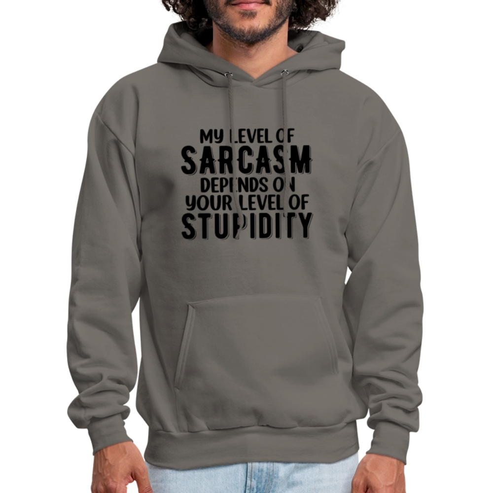 My Level of Sarcasm Depends on You Level of Stupidity Hoodie - asphalt gray