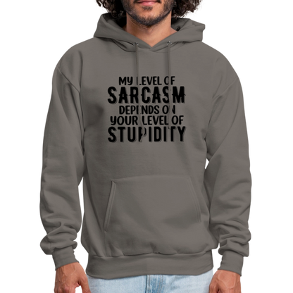 My Level of Sarcasm Depends on You Level of Stupidity Hoodie - asphalt gray