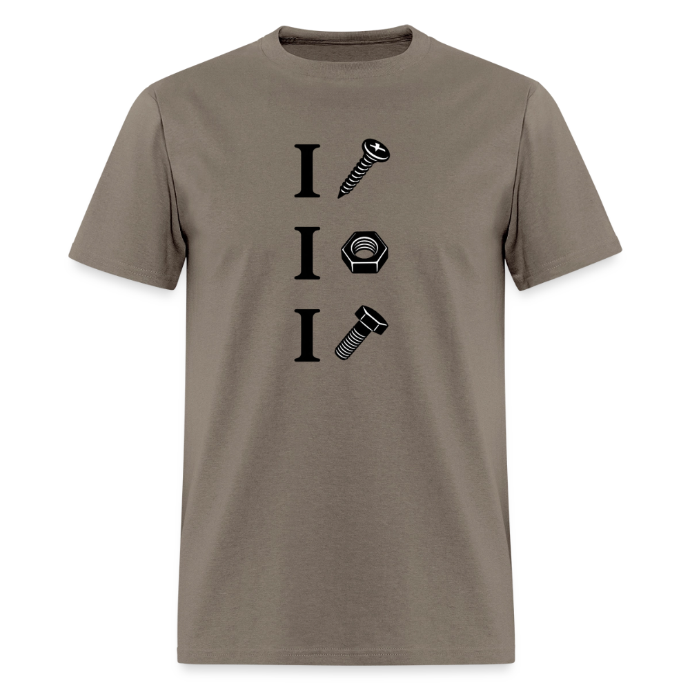 I Screw I Nut I Bolt – Funny Adult Humor T-Shirt Color: Safari