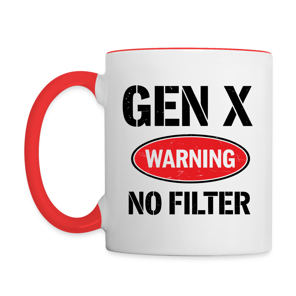 GEN-X Warning No Filter Coffee Mug - white/red