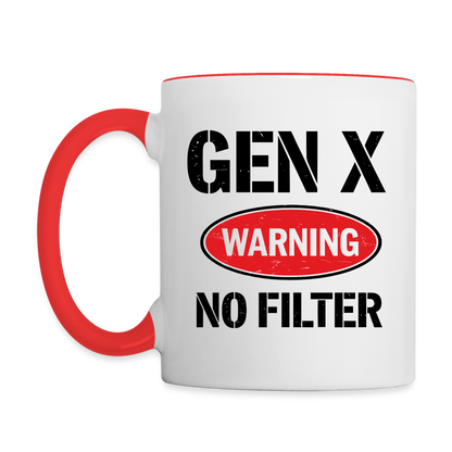 GEN-X Warning No Filter Coffee Mug - white/red