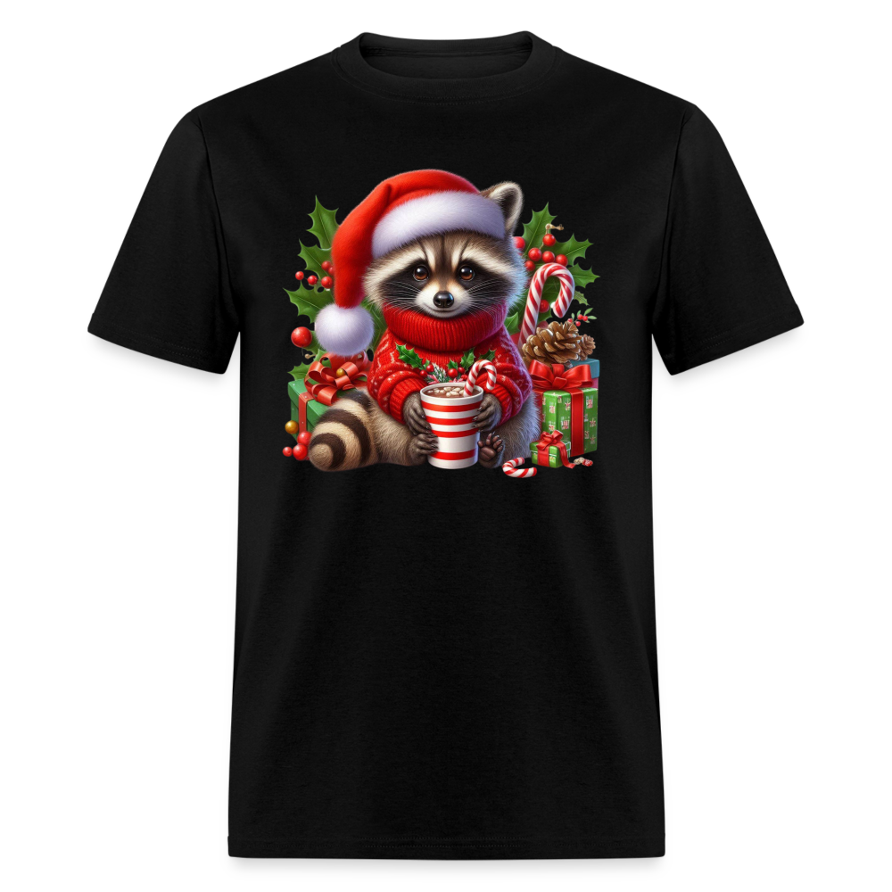 Christmas Cute Feral Raccoon T-Shirt - black