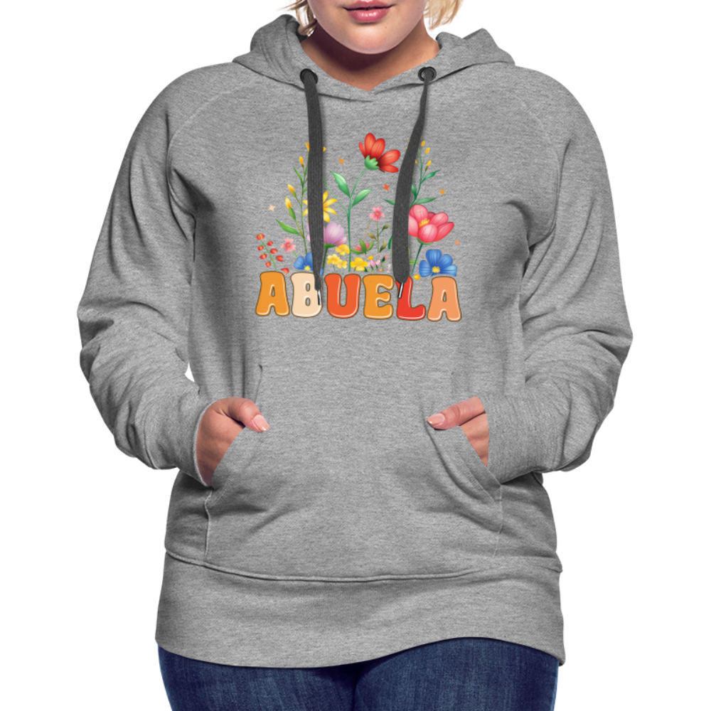 Abuela Women’s Premium Hoodie with Floral Design - heather grey