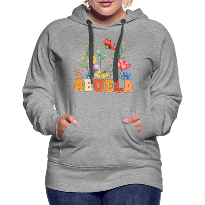 Abuela Women’s Premium Hoodie with Floral Design - heather grey