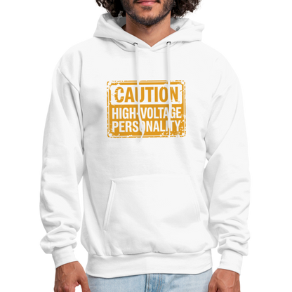 Caution High Voltage Personality Hoodie - white