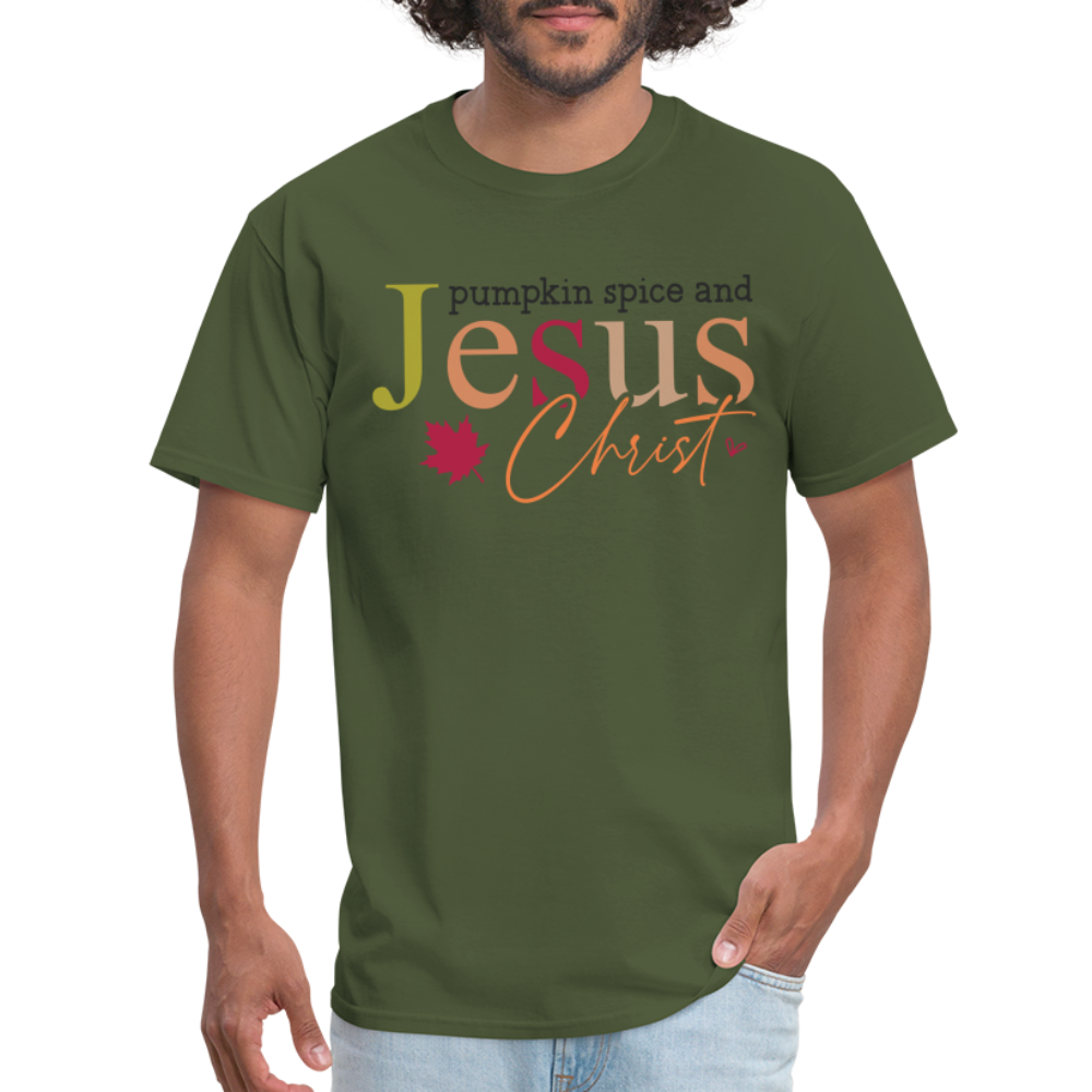 Pumpkin Spice and Jesus Christ T-Shirt - military green