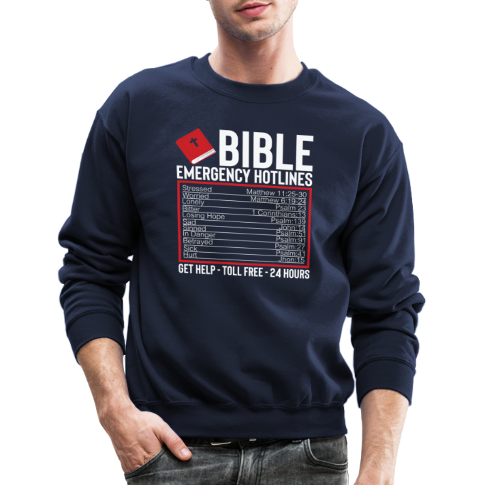 Bible Emergency Hotline (Scriptures) Sweatshirt - navy