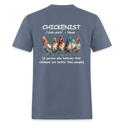 Chickenist T-Shirt (double sided print) - denim