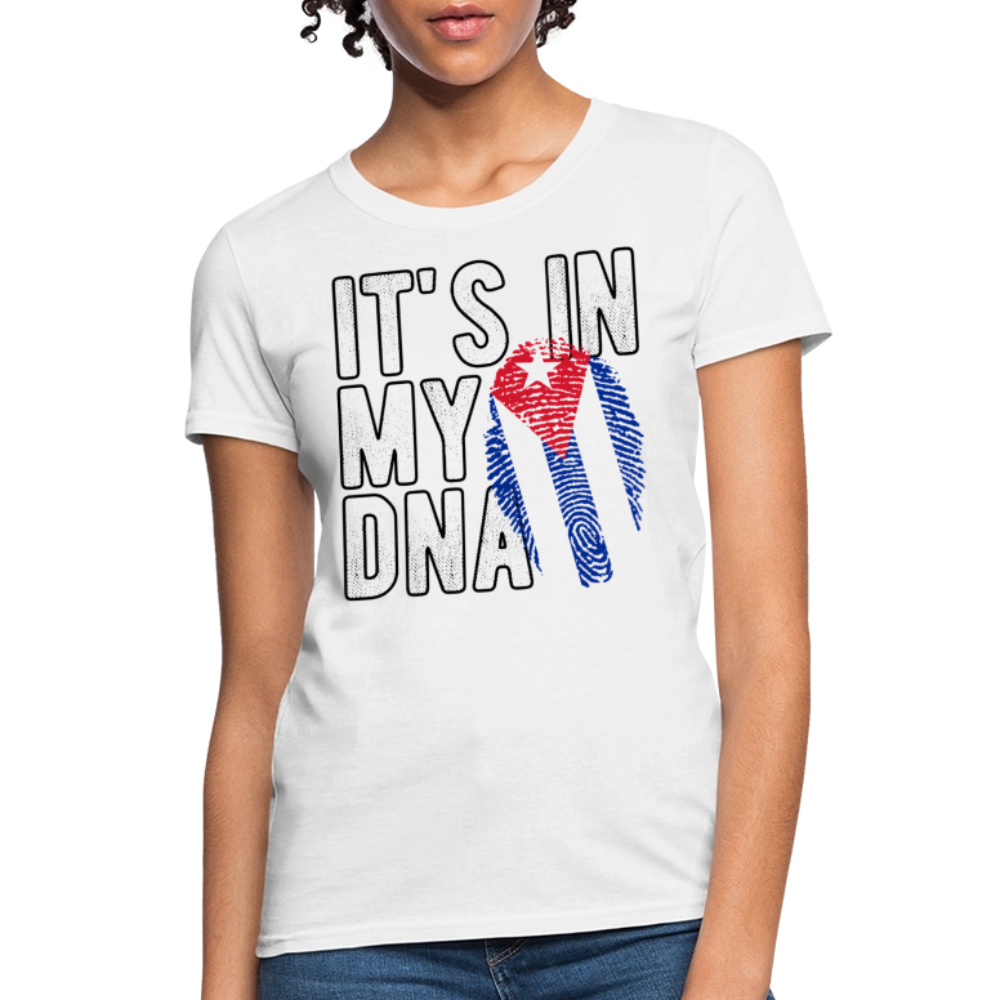 Cuban DNA Women’s T-Shirt – Fingerprint Flag Tee - white