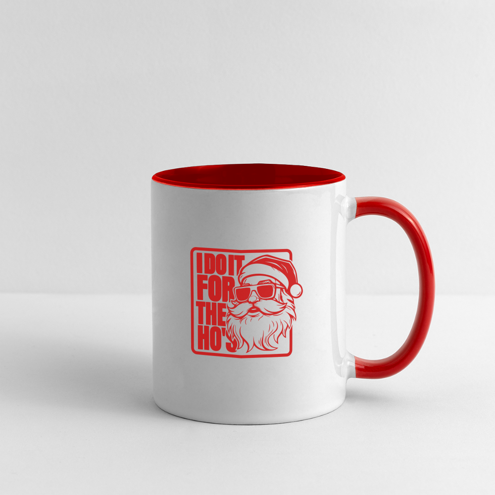 I Do It for the Ho's Funny Christmas Coffee Mug (in Red) - white/red