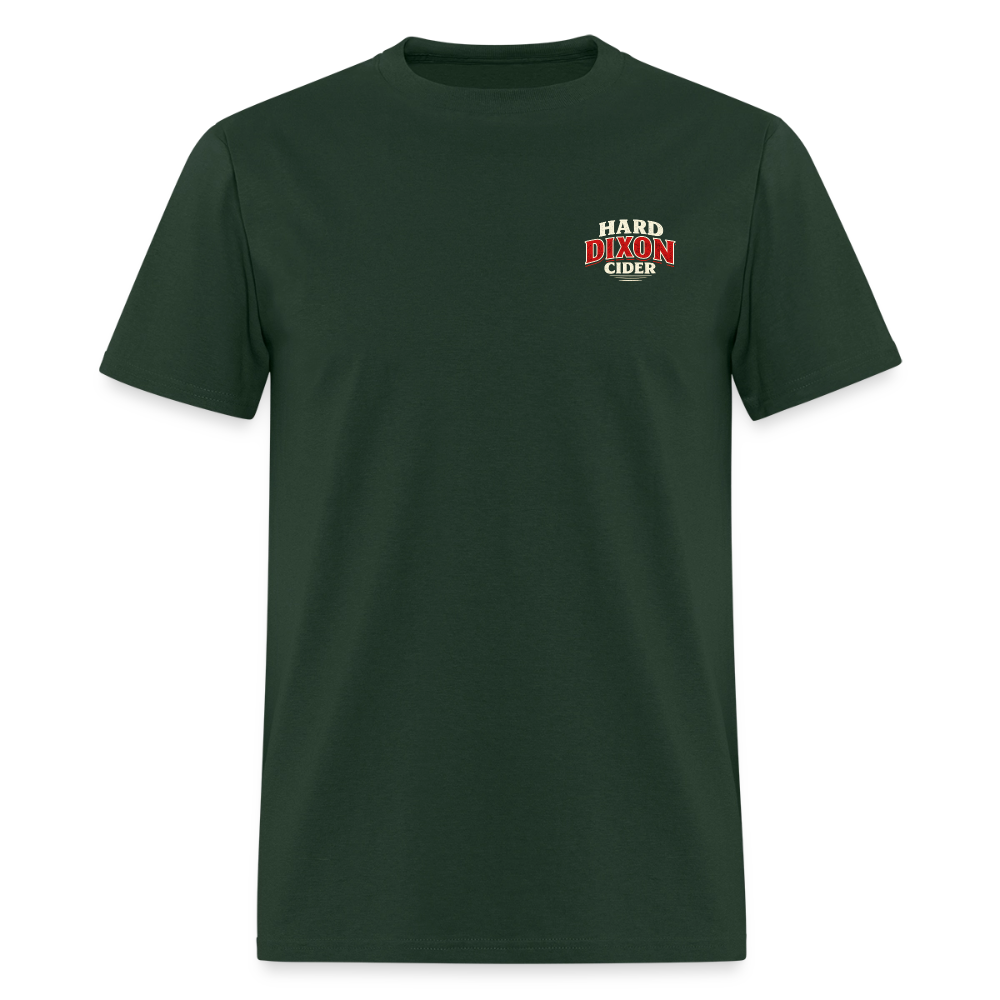 Hard Dixon Cider Funny Graphic T-Shirt (Front & Back Print) Color: Forest Green