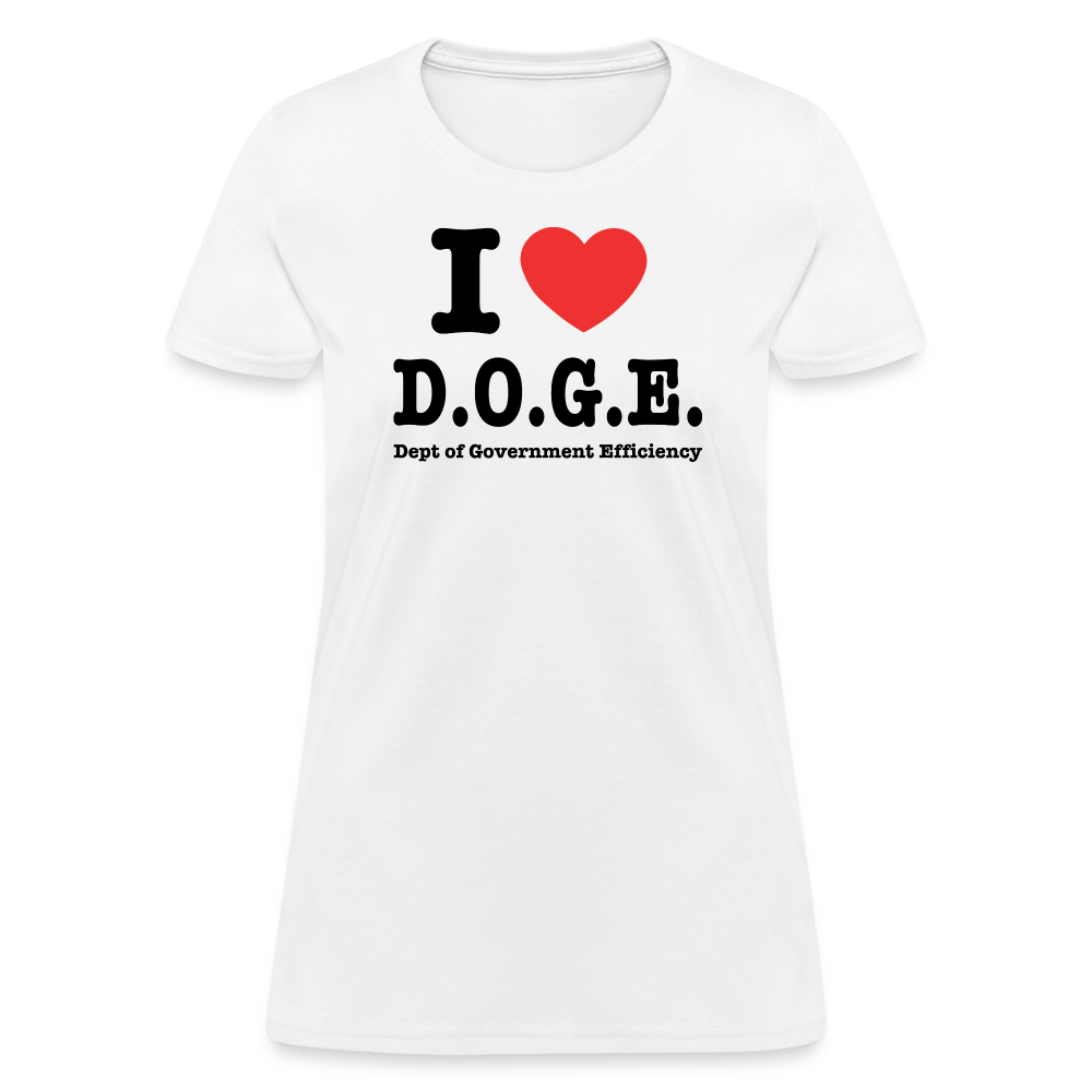 I Heart DOGE (Dept of Government Efficiency) Women's Contoured T-Shirt - white