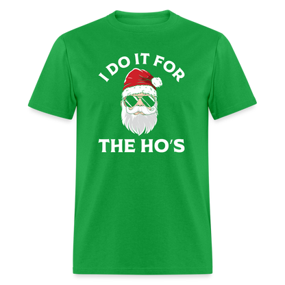 I Do It for the Ho's (Santa) Funny Christmas T-Shirt - bright green