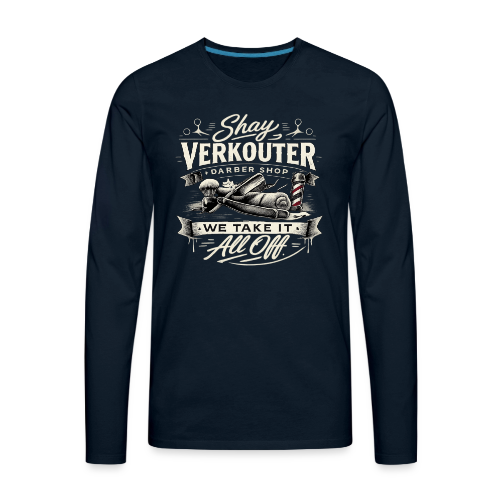 Shay Verkouter Barber Shop Funny Long Sleeve Shirt Color: Deep Navy