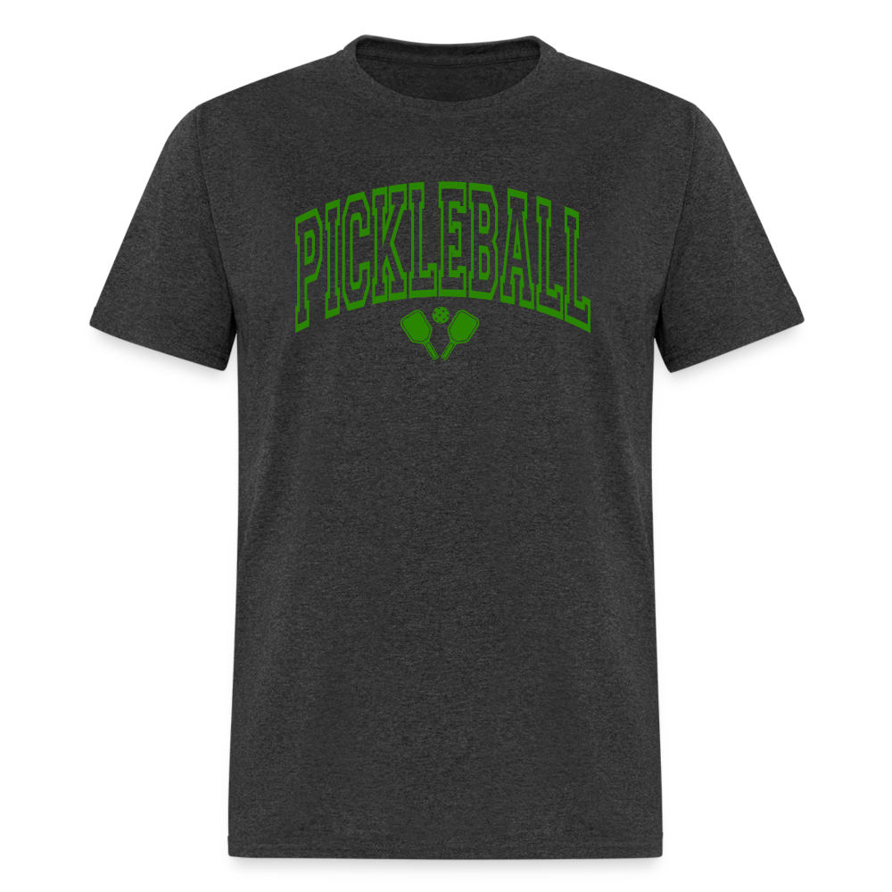 Pickleball T-Shirt (Green Arch Letters) - heather black