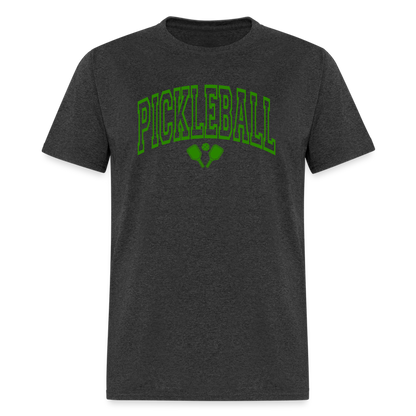 Pickleball T-Shirt (Green Arch Letters) - heather black