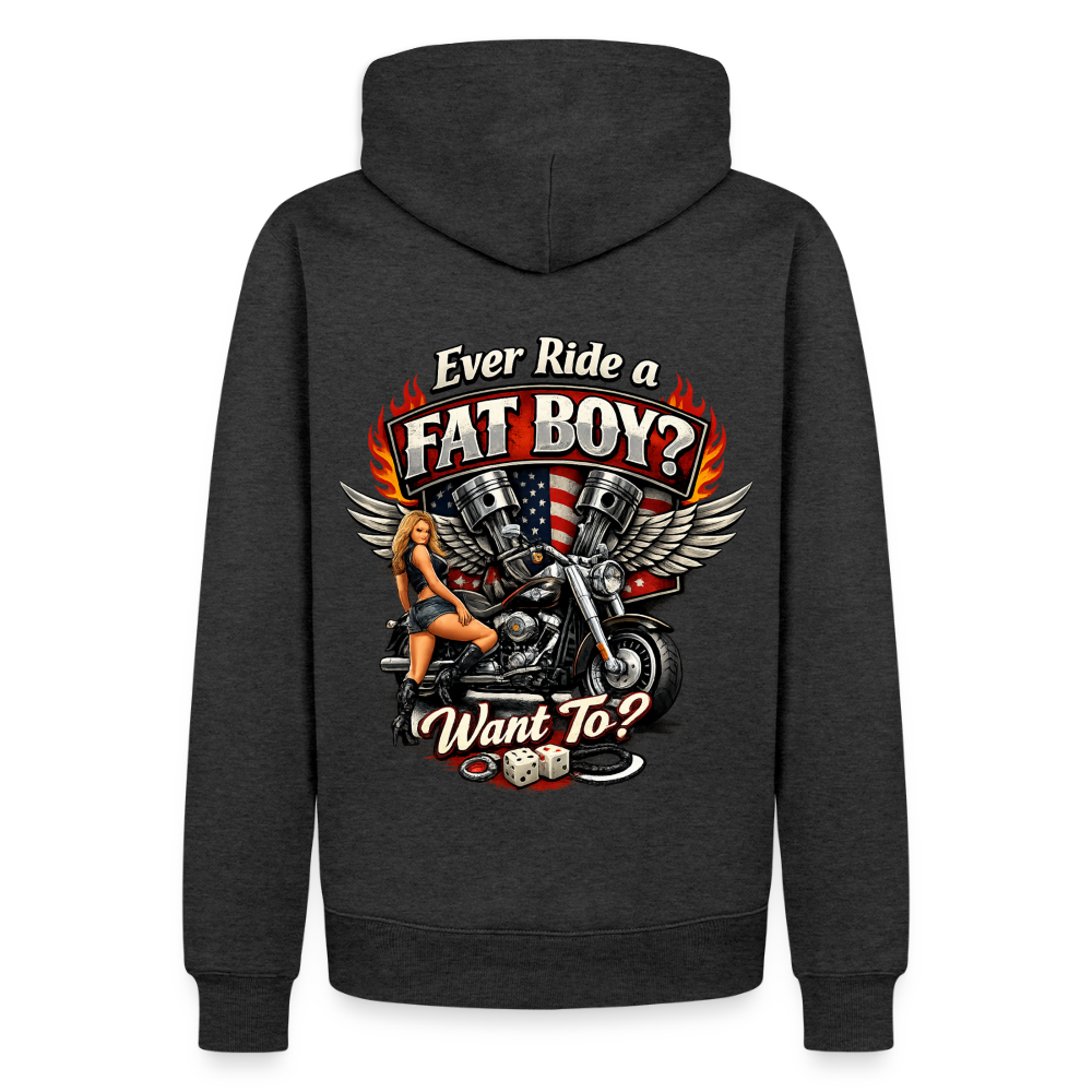 Ever Ride A Fat Boy Want To Funny Biker Hoodie (Front & Back) Color: Royal Blue