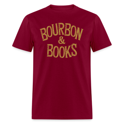 Bourbon & Books T-Shirt - burgundy