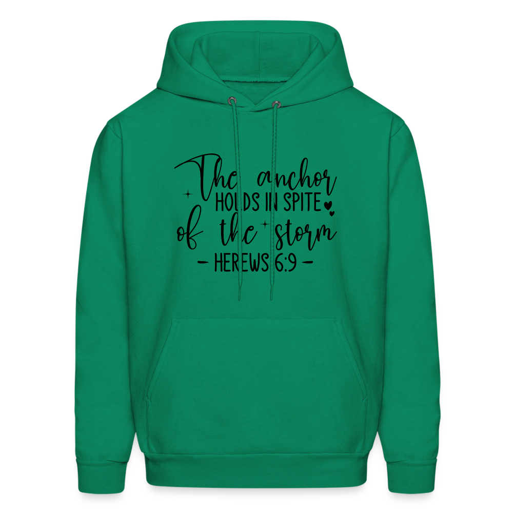 The Anchor Holds in Spit of the Storm Hoodie (Hebrews 6:9) - kelly green