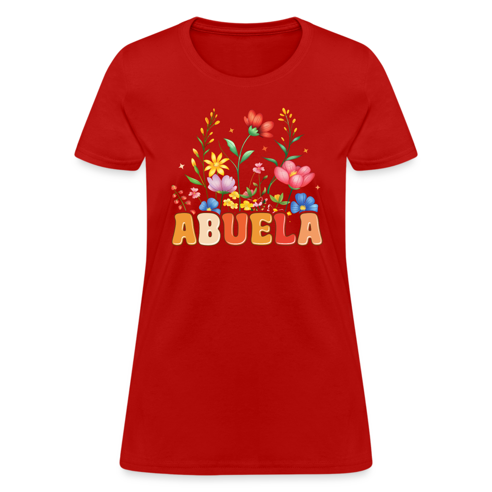 Abuela Women's T-Shirt with Floral Design - red