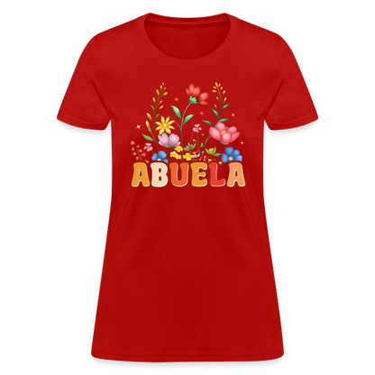 Abuela Women's T-Shirt with Floral Design - red