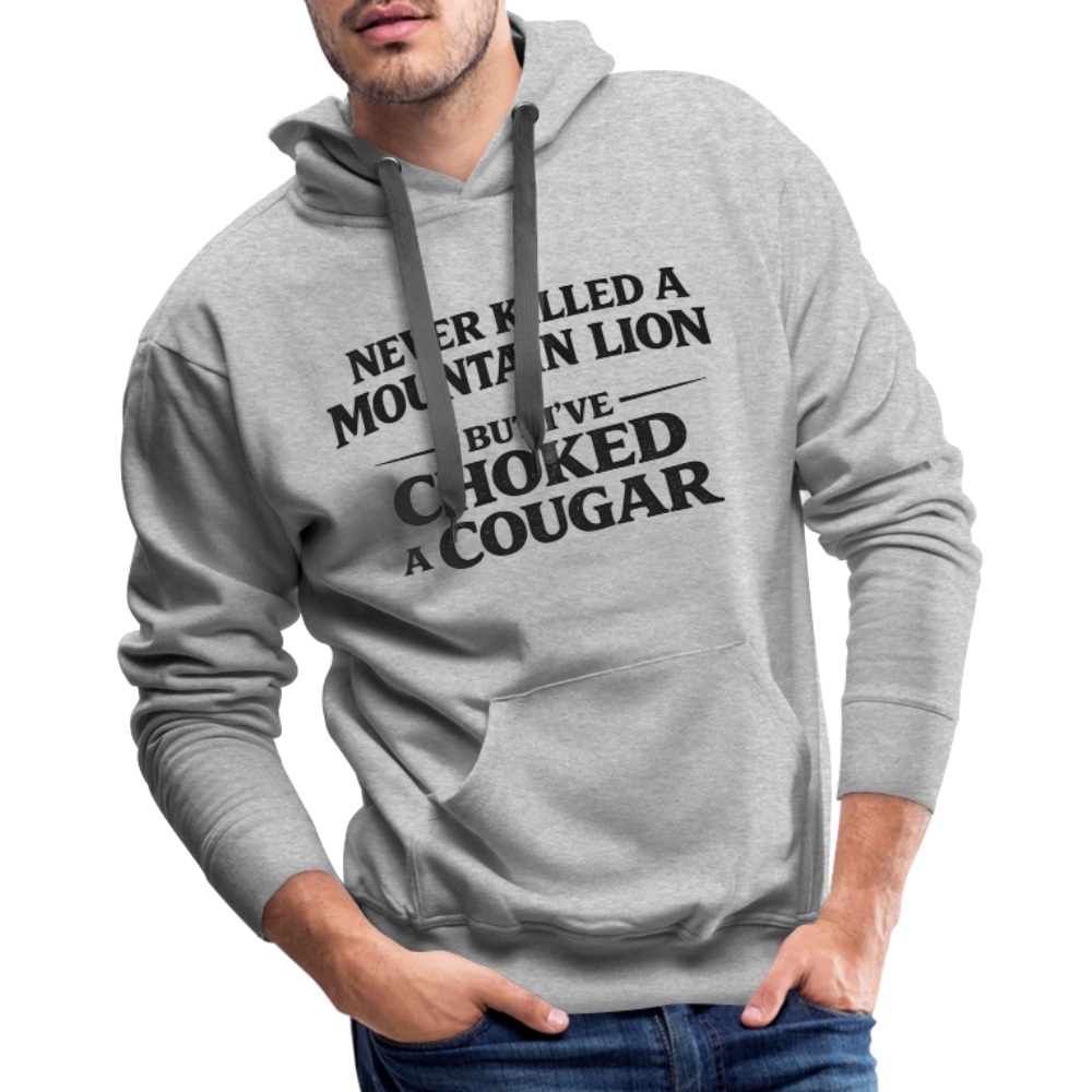 Choked a Cougar Funny Adult Humor Hoodie - heather grey
