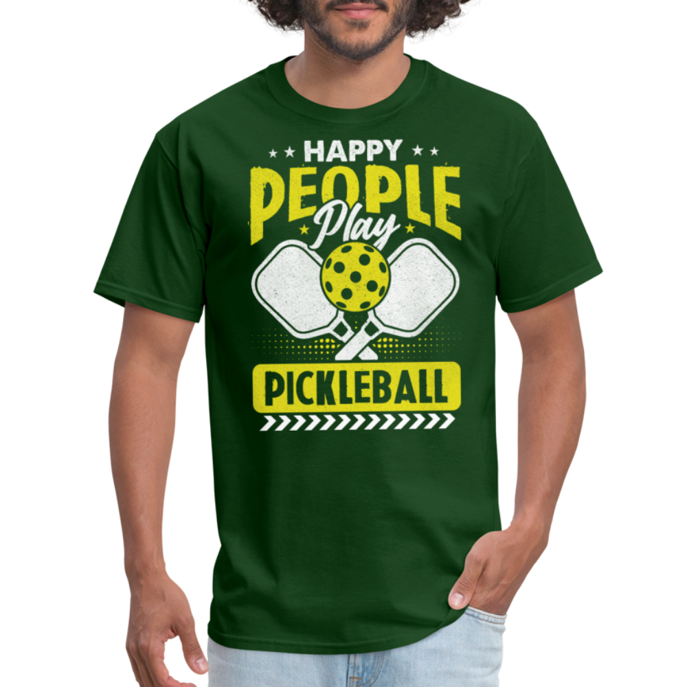 Happy People Play Pickleball T-Shirt - forest green