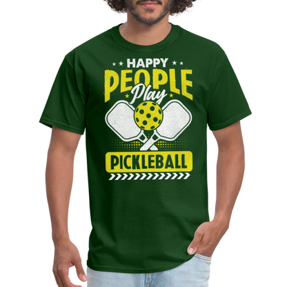 Happy People Play Pickleball T-Shirt - forest green