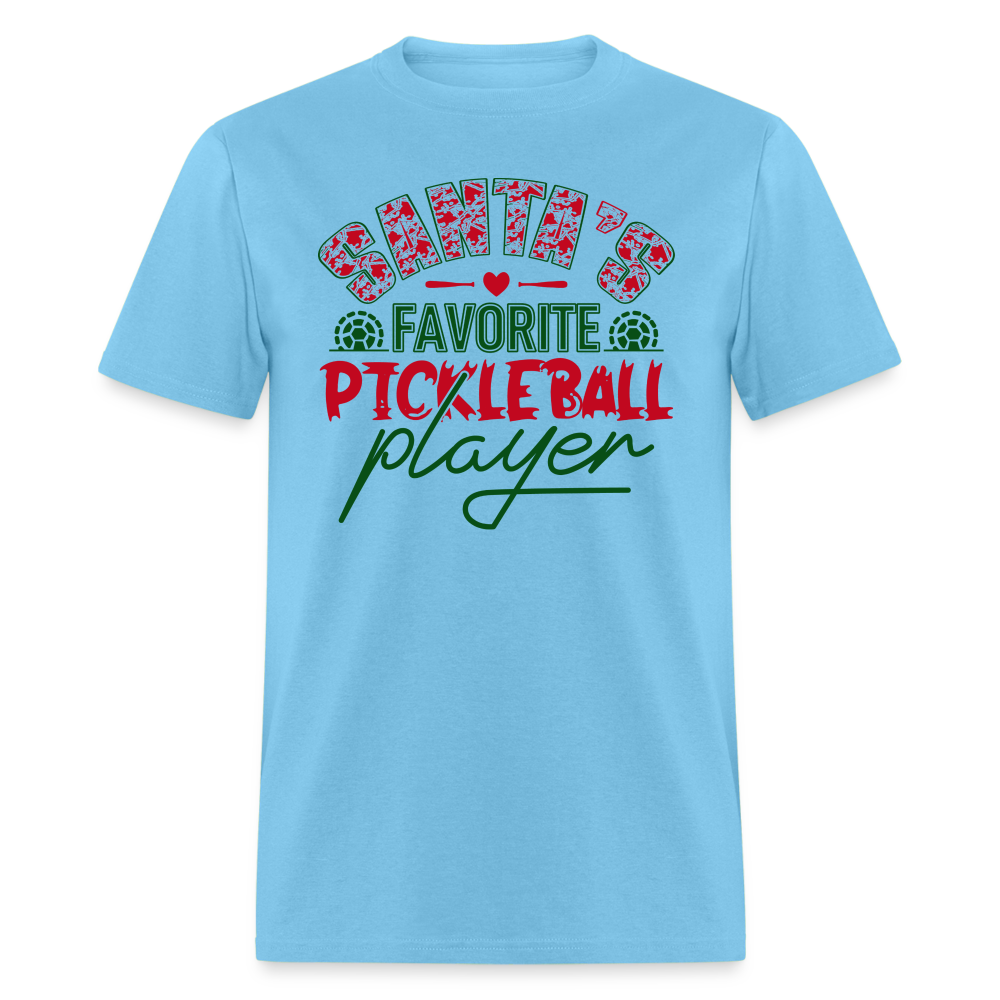 Santa's Favorite Pickleball Player T-Shirt - aquatic blue