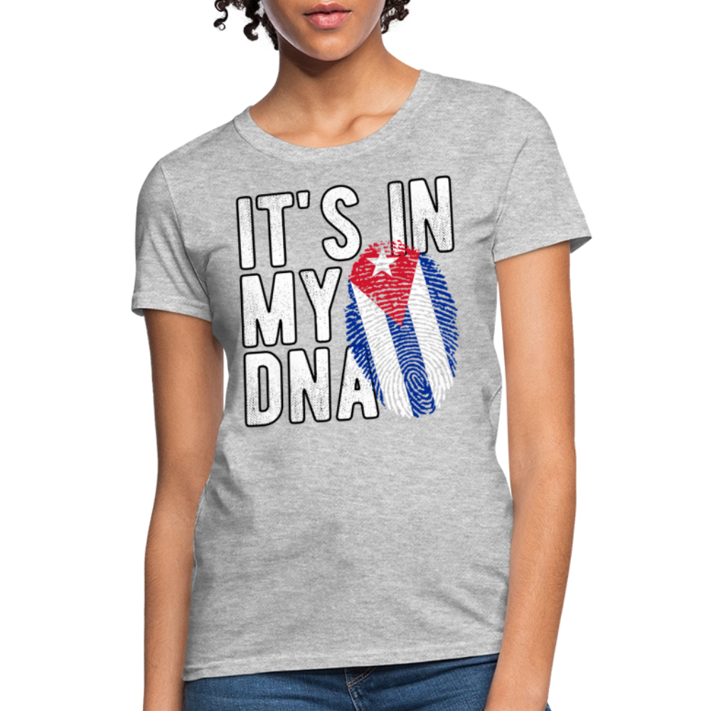 Cuban DNA Women’s T-Shirt – Fingerprint Flag Tee - heather gray
