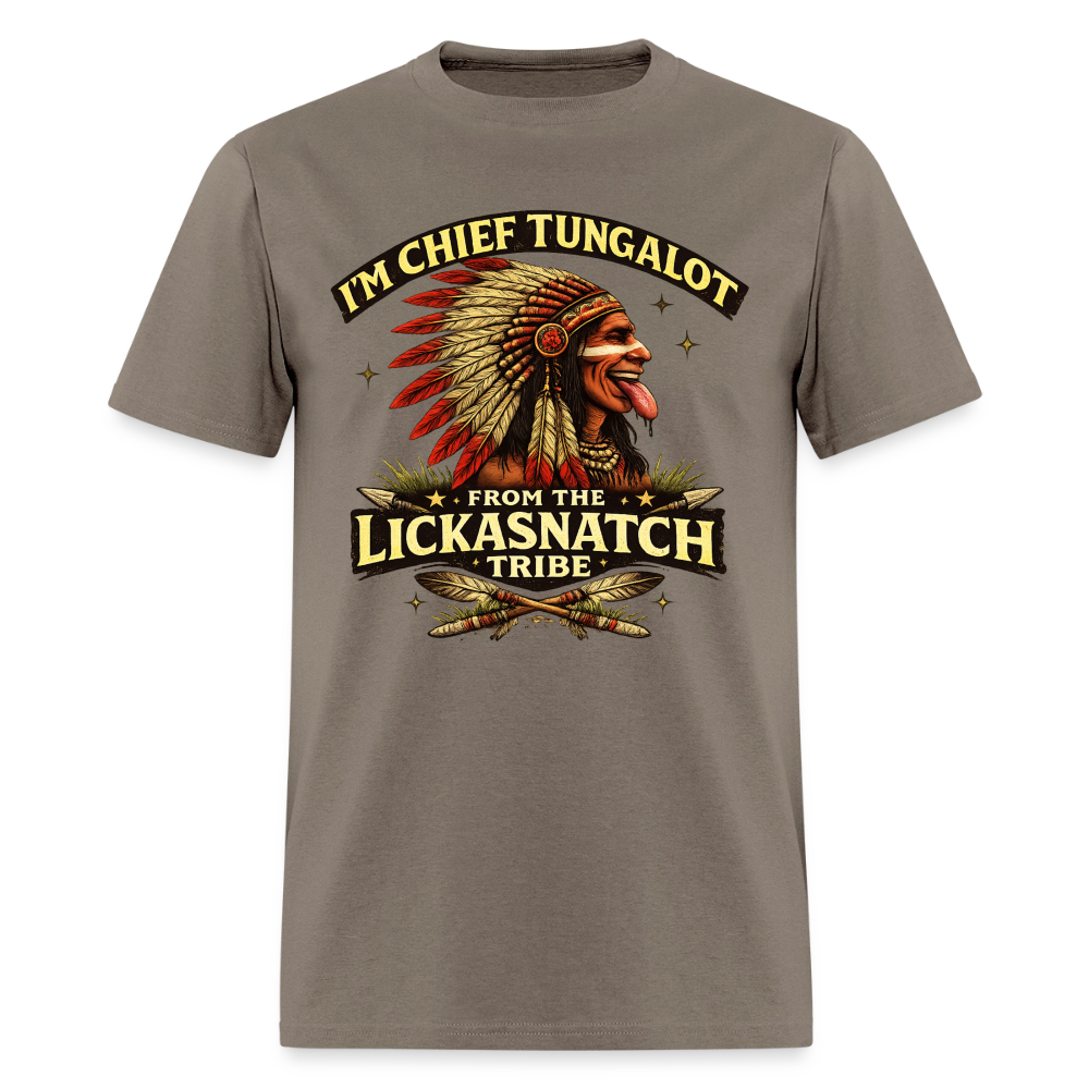 Chief Tungalot Lickasnatch Tribe Funny T-Shirt Color: White