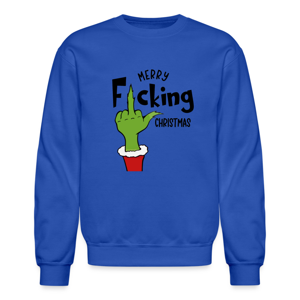 Merry F*cking Christmas Grumpy Middle Finger Sweatshirt - royal blue