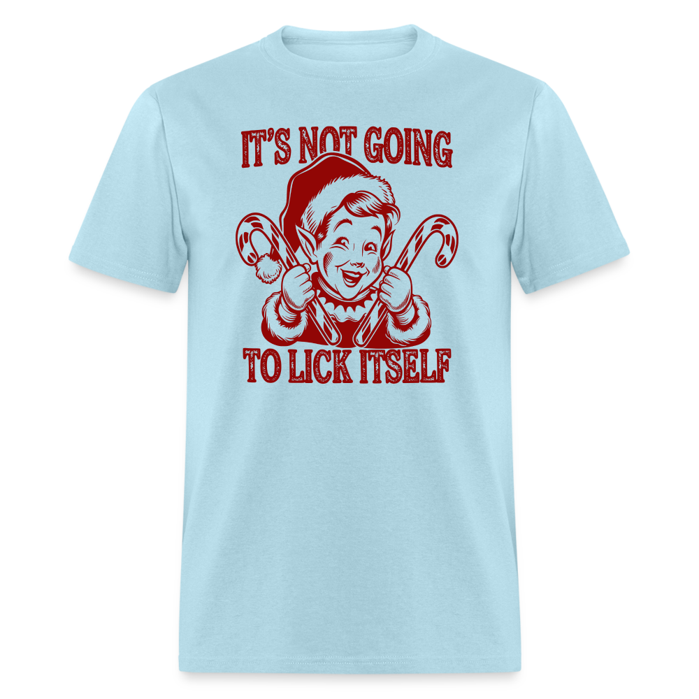 It's Not Going To Lick Itself (Naughty Christmas Elf) T-Shirt - powder blue