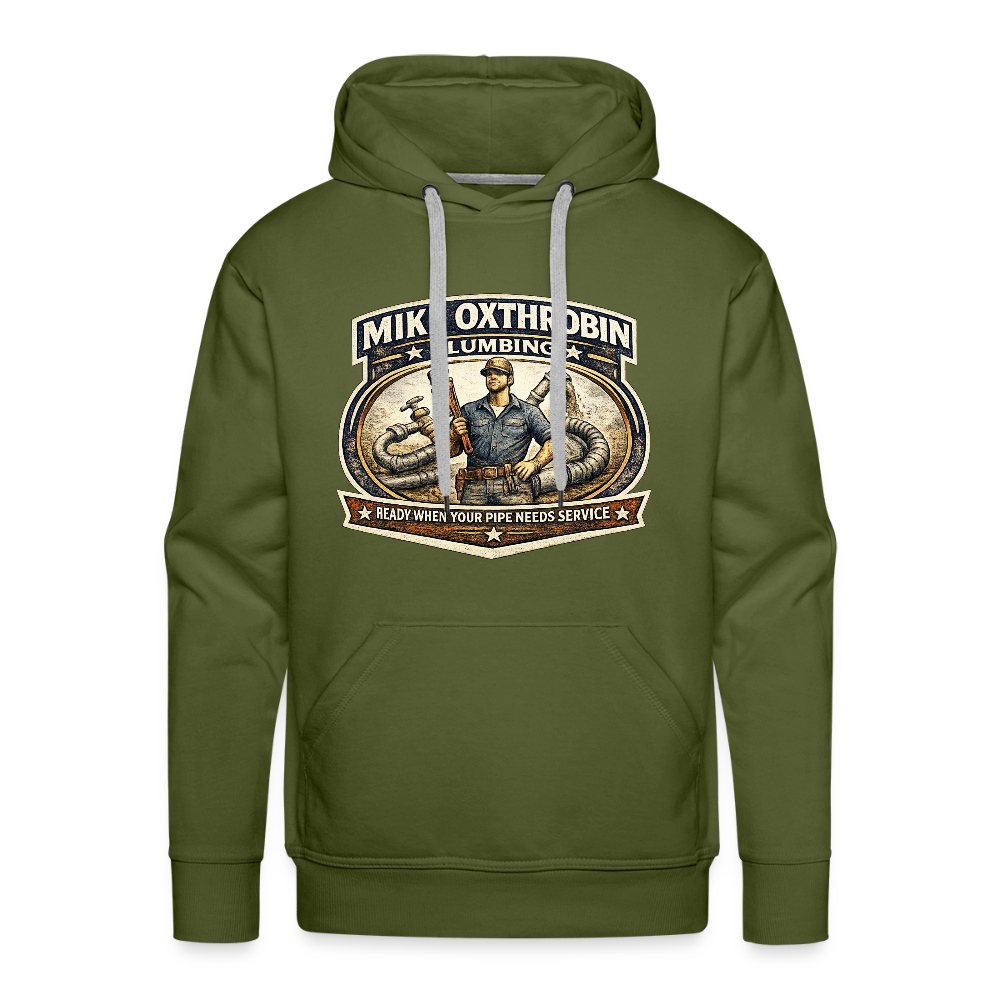 Mike Oxthrobin Plumbing Hoodie Funny Adult Humor Gear Color: olive green