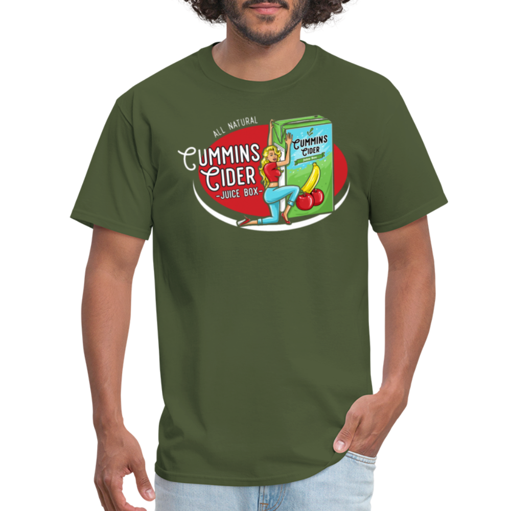 Cummins Cider Juice Box (Adult Sexual Humor) T-Shirt - military green