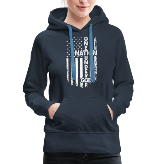 One Nation Under God Women’s Premium Hoodie - navy