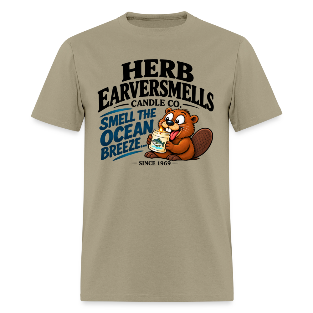 Herb Earversmells Candle Co. – Funny Adult Humor T-Shirt - khaki