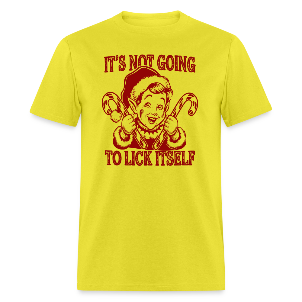 It's Not Going To Lick Itself (Naughty Christmas Elf) T-Shirt - yellow