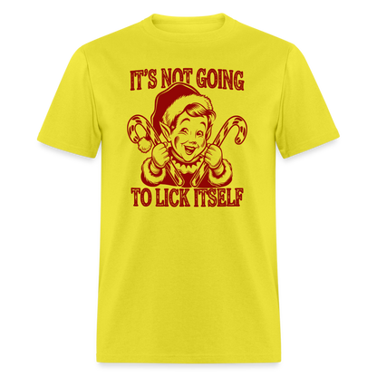 It's Not Going To Lick Itself (Naughty Christmas Elf) T-Shirt - yellow