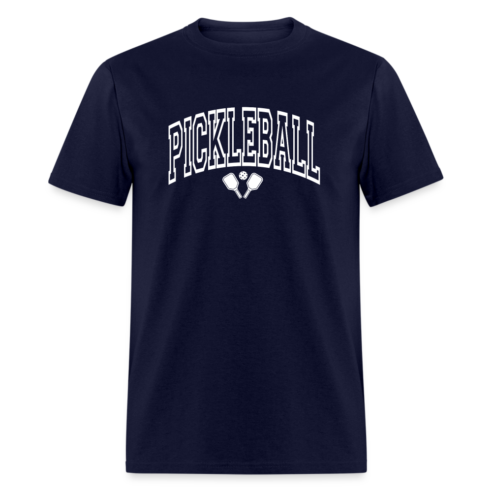 Pickleball T-Shirt (White Arch Letters) - navy