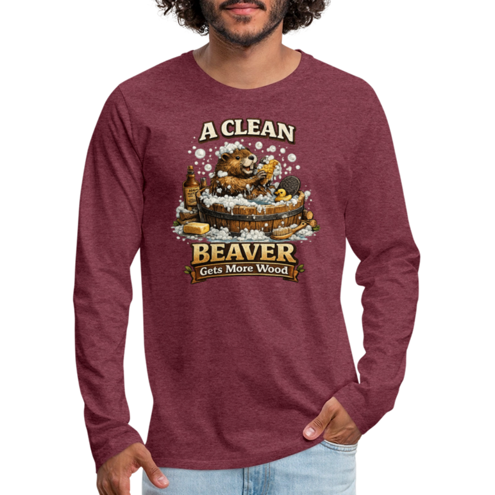 Clean Beaver Gets More Wood Funny Long Sleeve Tee Color: black