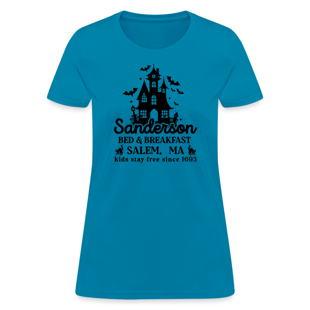 Sanderson Bed & Breakfast Salem MA Women's Contoured T-Shirt (Halloween) - turquoise