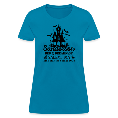 Sanderson Bed & Breakfast Salem MA Women's Contoured T-Shirt (Halloween) - turquoise