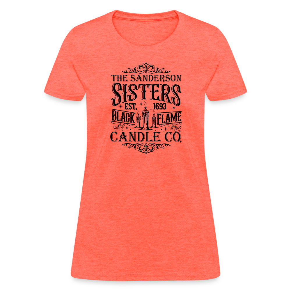 The Sanderson Sisters Black Flame Candle Co. Women's Contoured T-Shirt (Halloween) - heather coral