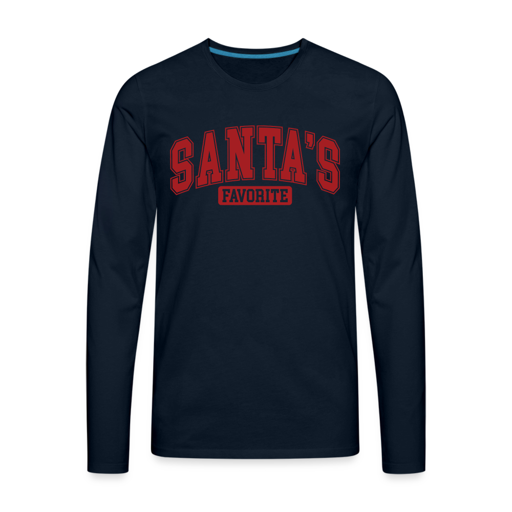 Santa's Favorite Men's Premium Long Sleeve T-Shirt - deep navy